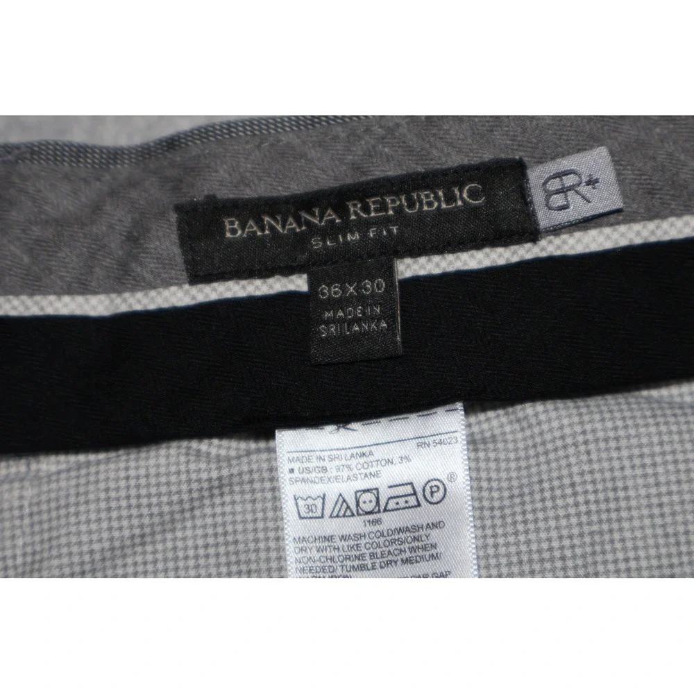 Banana Republic Slim Fit Men 36x30 Gray Cotton Blend Stretch Chino Pants